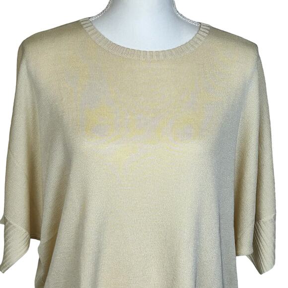GISPA Light Sweater Women Size 14 Yellow Italian Made Knit Dolman Minimalist Top - Picture 6 of 11